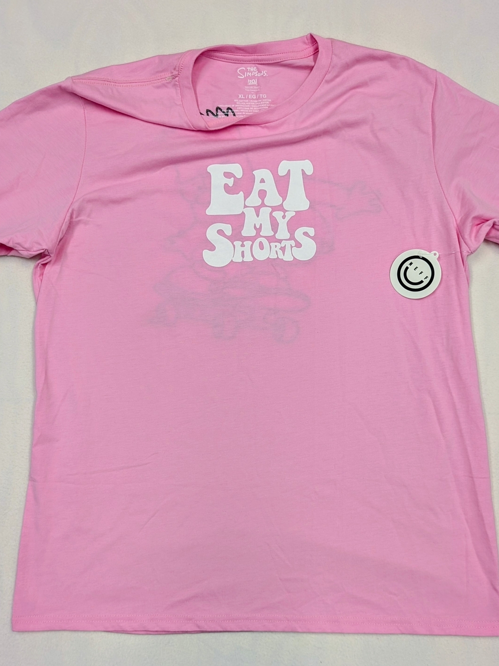 Neff The Simpsons Eat My Shorts Graphic T-Shirt Pink NWT Men's XL